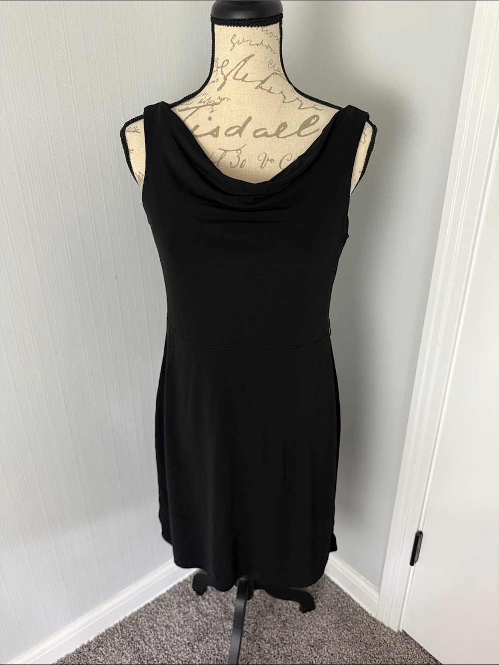 Ann Taylor Petite Black Sleeveless Ruffle Neck Dress Cowl 6P - Picture 1 of 8
